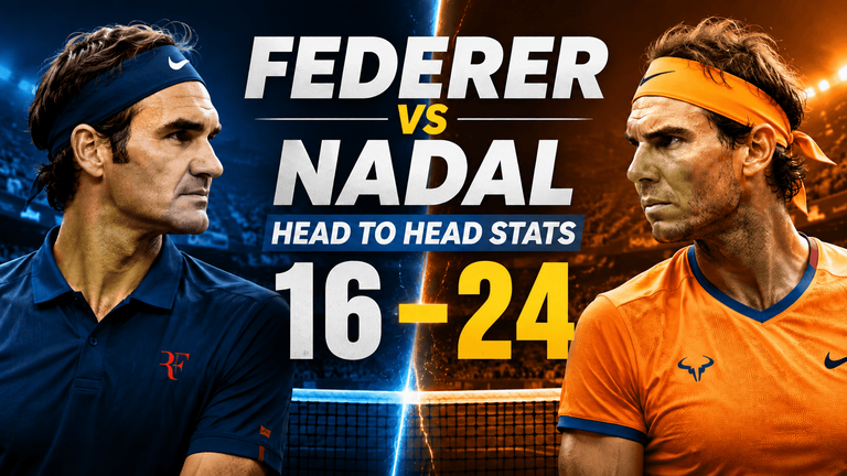 Roger Federer vs Rafael Nadal head-to-head record, with Nadal leading 24-16