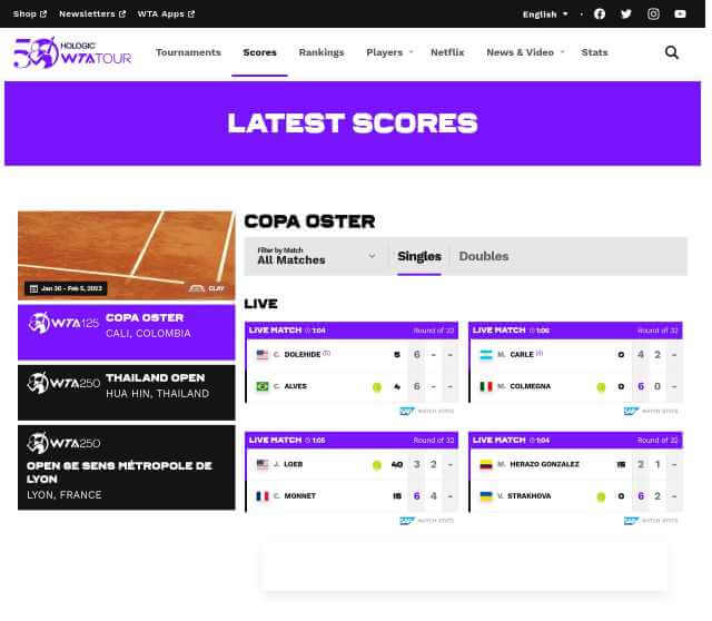 7 Best Sites for Live Tennis Scores - Too Rackets