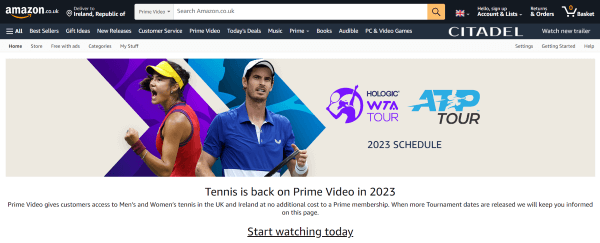 Amazon Prime Tennis