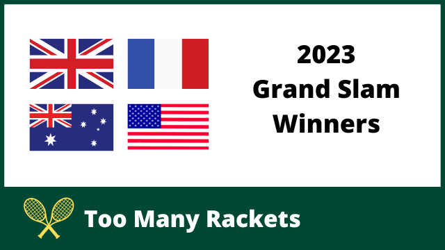 Flags of Great Britain, France, Australia and USA next to the words 2023 Grand Slam Winners