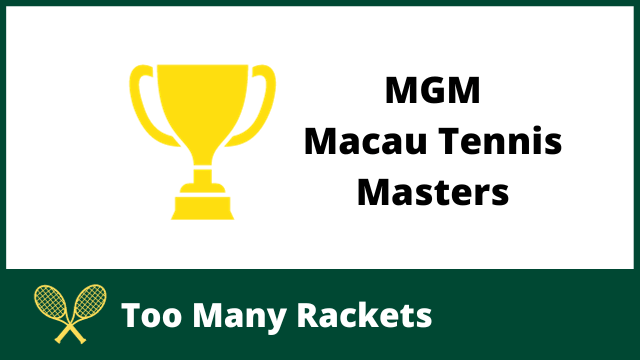 Gold Trophy with the words MGM Macau Tennis Masters next to it