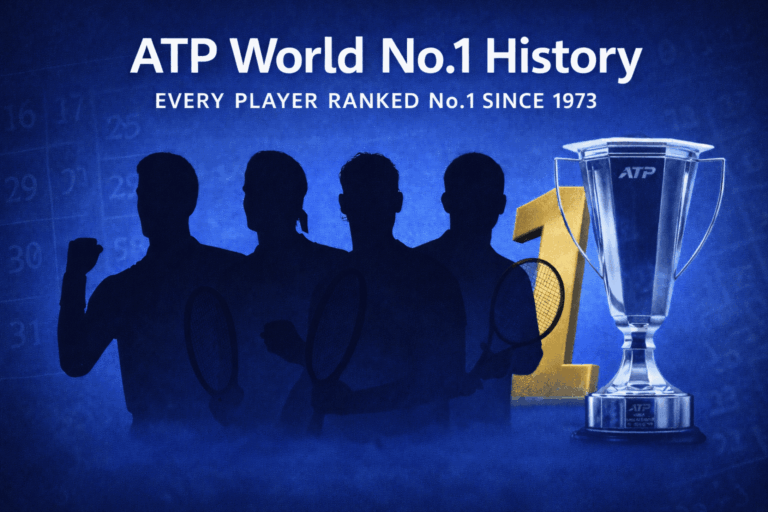 ATP World No.1 history showing tennis legends and every player ranked number 1 since 1973